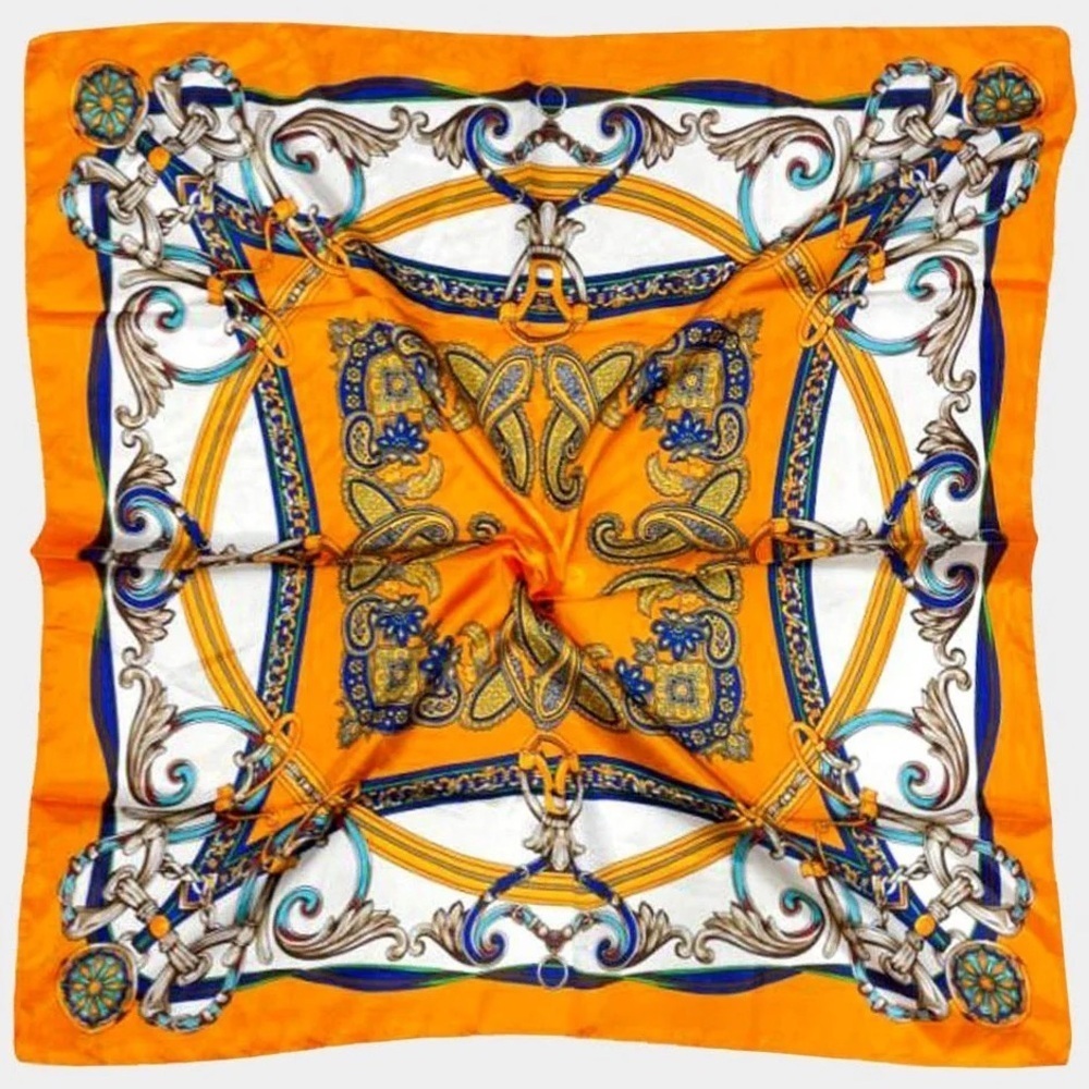 Pattern Silky Scarf- Orange